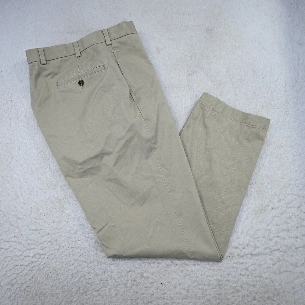 Brooks Brothers Advantage Chino Mens 37x32 Clark Fit Khaki Stretch Cotton Pants